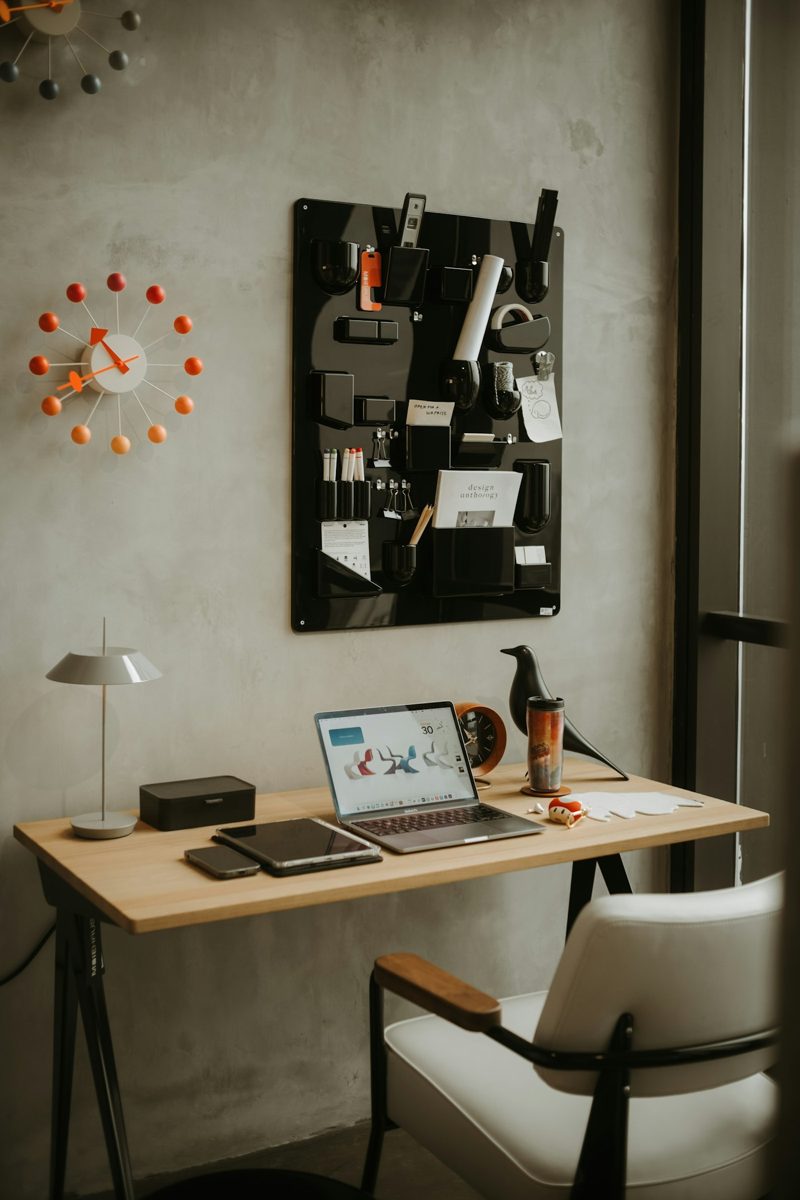 Organised workspace with a laptop