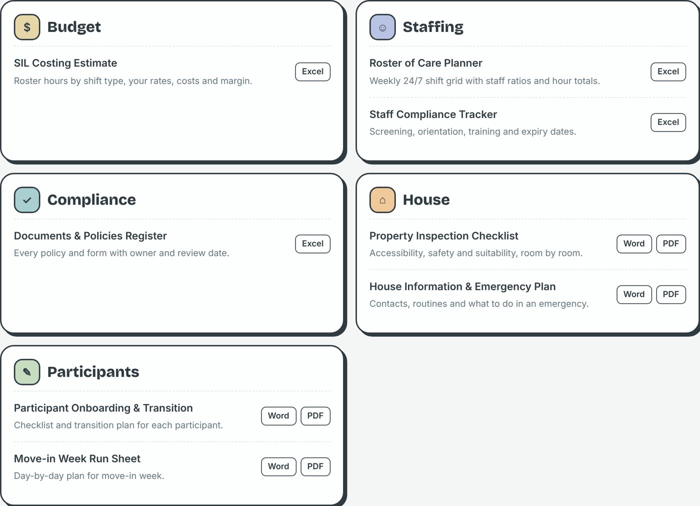 Template downloads by category